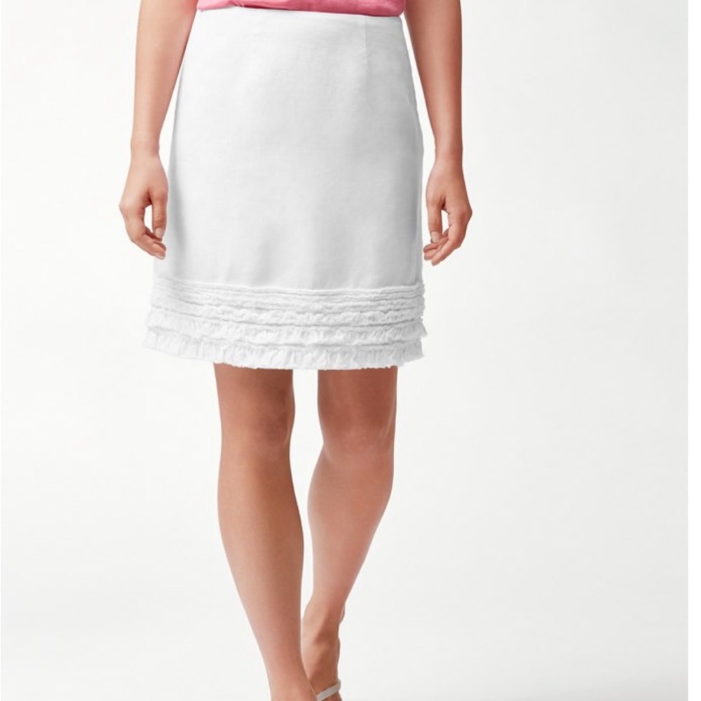 Tommy Bahama Two Palms Fringed Linen Skirt. White. Size 10